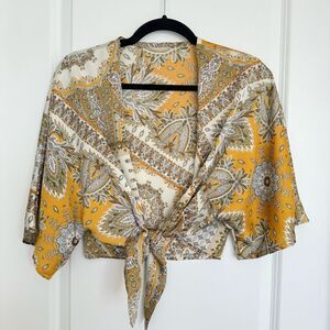 UNBRANDED | Paisley Tie-Front Crop Top